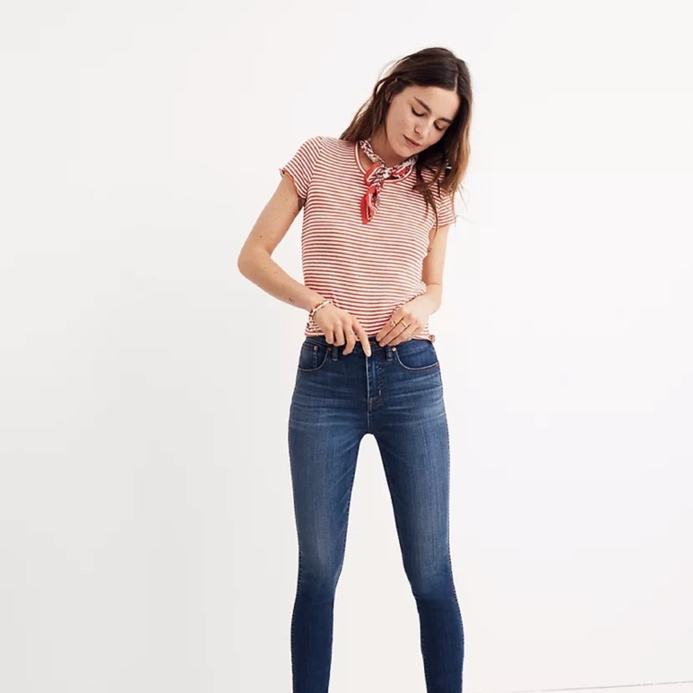 Madewell 10” High Rise Skinny Jean in Danny Wash Tencel Denim Size 27T Tall